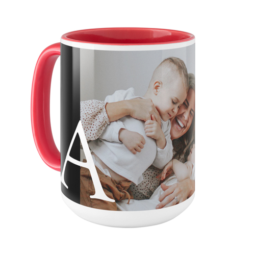 Monogram Overlay Mug, Red,  , 15oz, Black