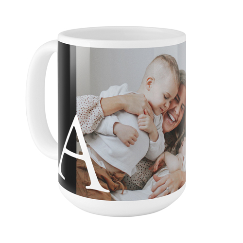 Monogram Overlay Mug, White, , 15oz, Black, black