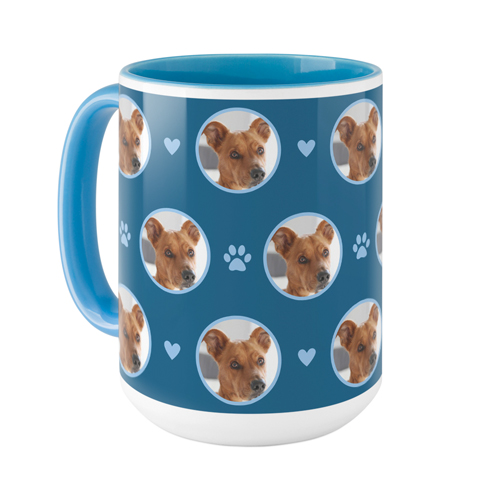 Floating Paws and Pets Mug, Light Blue,  , 15oz, Blue