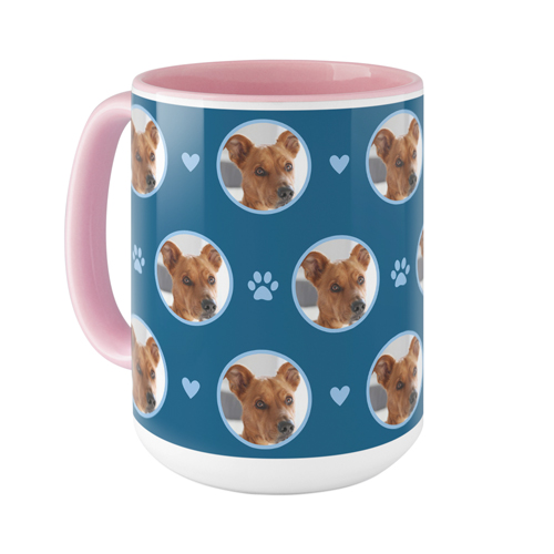 Floating Paws and Pets Mug, Pink, , 15oz, Blue, slate blue