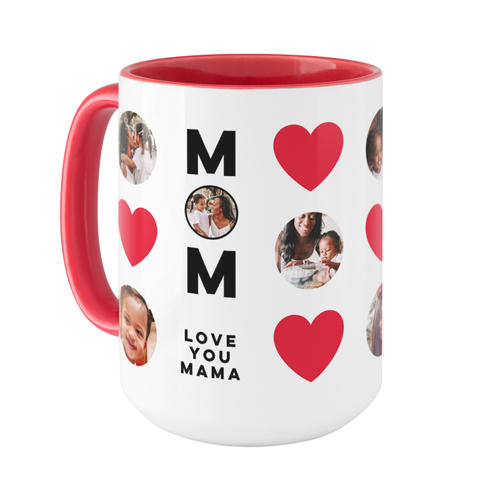 Heart Best Mom Ever Mug, Red, , 15oz, Red, fire engine