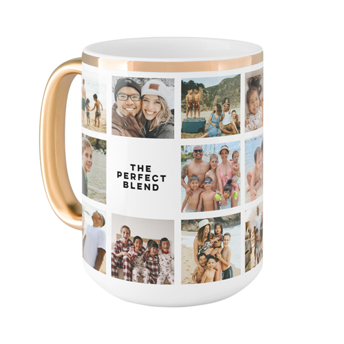 Grid Gallery Mug, Gold Handle,  , 15oz, Multicolor