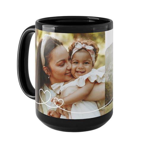 Swirl Heart Mug, Black,  , 15oz, White