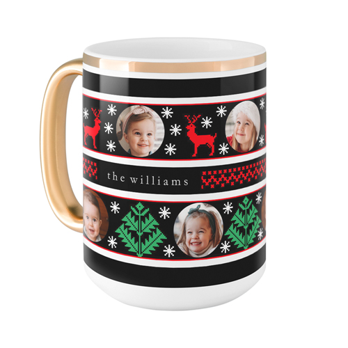 Holiday Sweater Mug, Gold Handle,  , 15oz, Black