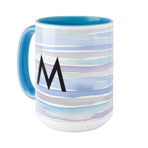 Blue Stripes Custom Text Mug, Light Blue,  , 15oz, Multicolor