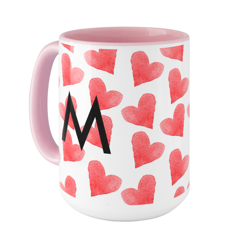 Heart Flutter Custom Text Mug, Pink,  , 15oz, Multicolor