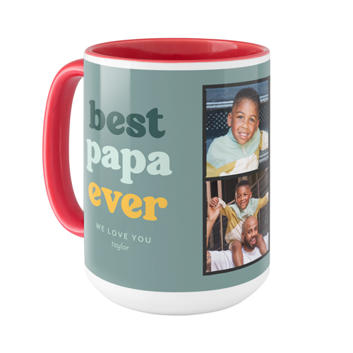 Best Papa Framework Mug, Red, , 15oz, Blue, cedar