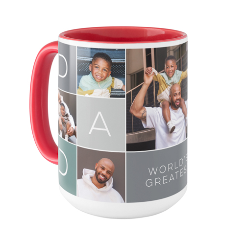 Dad Color Grid Mug, Red,  , 15oz, Gray