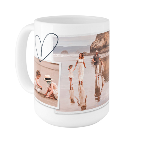 Minimalist Heart Film Mug, White,  , 15oz, White