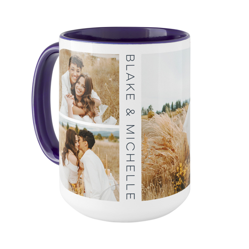 Modern Vertical Text Mug, Blue, , 15oz, White, white