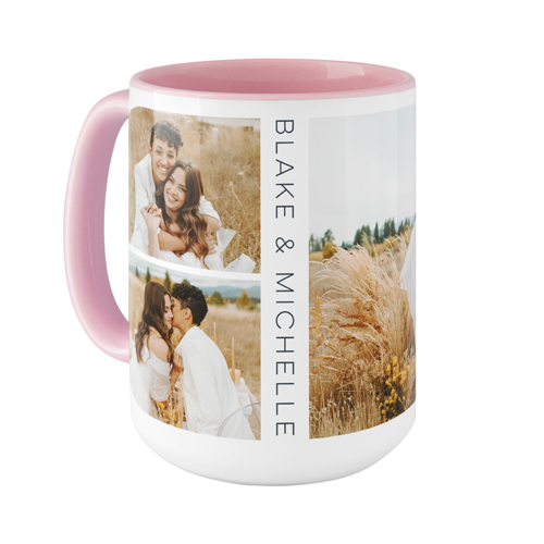 Modern Vertical Text Mug, Pink, , 15oz, White, white