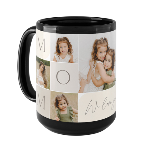 Mom Color Grid Mug, Black, , 15oz, Beige, antique white