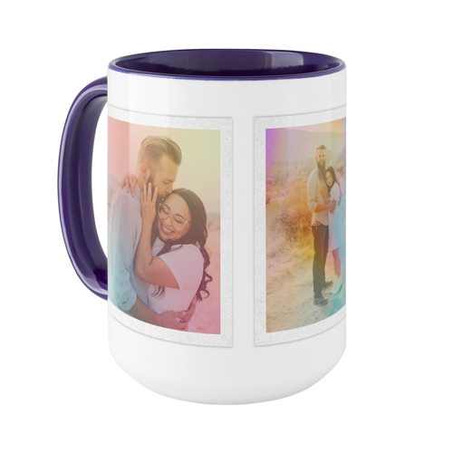 Rainbow Aura Frame Mug, Blue,  , 15oz, White