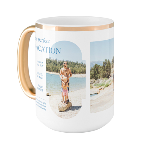 Travel Infographic Mug, Gold Handle,  , 15oz, White