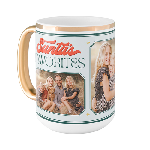 Santa's Favorites Mug, Gold Handle, , 15oz, Green, seaweed