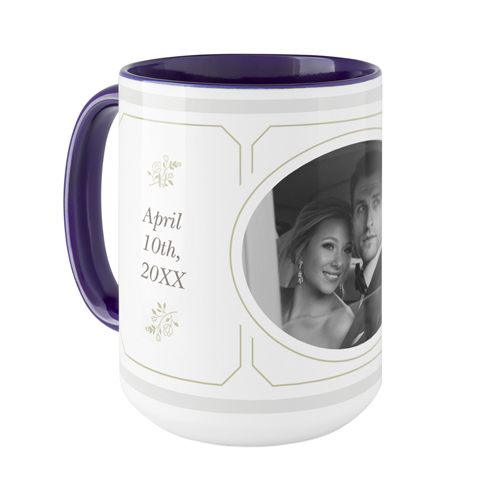 Vintage Stationery Frame Mug, Blue, , 15oz, Gray, silver lining