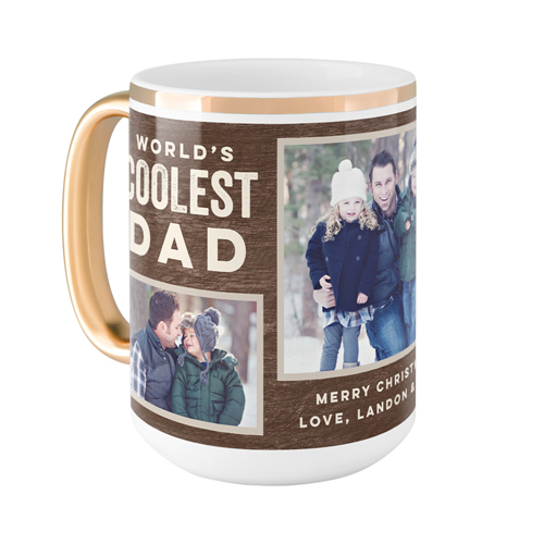 Coolest Dad Mug, Gold Handle,  , 15oz, Brown
