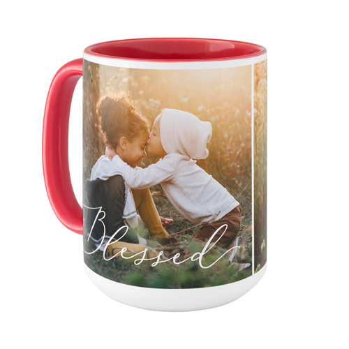 Blessed Script Mug, Red,  , 15oz, White