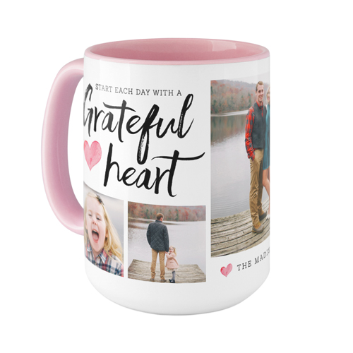 Grateful Heart Mug, Pink,  , 15oz, White