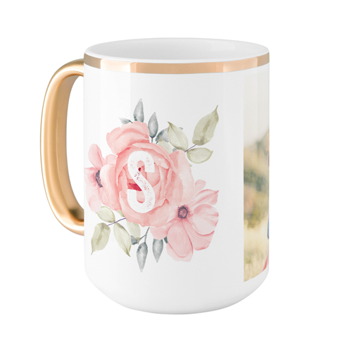 Pink And Gold Floral Mugs
