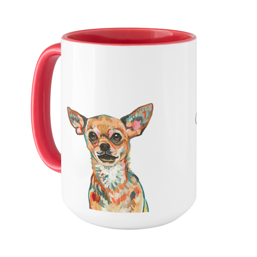 Chihuahua Custom Text Mug, Red,  , 15oz, Multicolor
