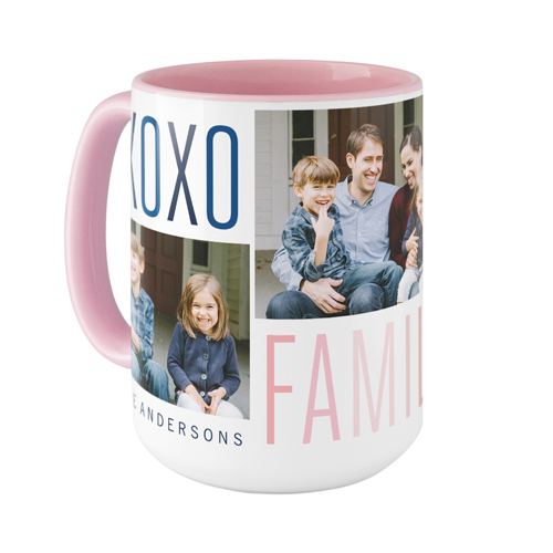 Family Love Hugs Mug, Pink,  , 15oz, White
