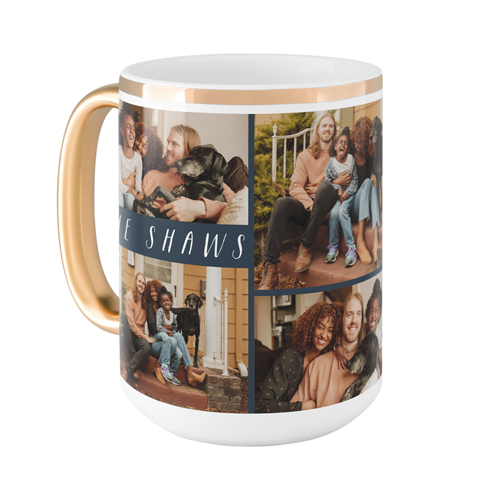 Gallery of Six Text Mug, Gold Handle, , 15oz, Multicolor, multi