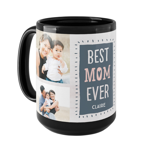 Best Mom Heart Mug, Black,  , 15oz, Gray