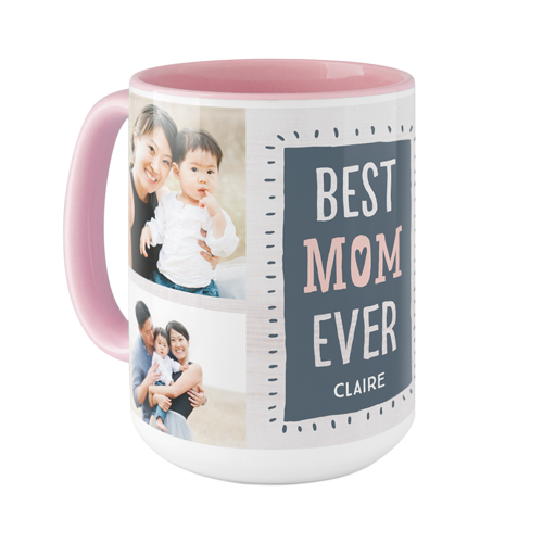 Best Mom Heart Mug, Pink,  , 15oz, Gray
