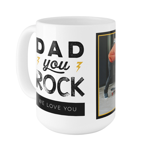 Dad You Rock Mug, White,  , 15oz, Black