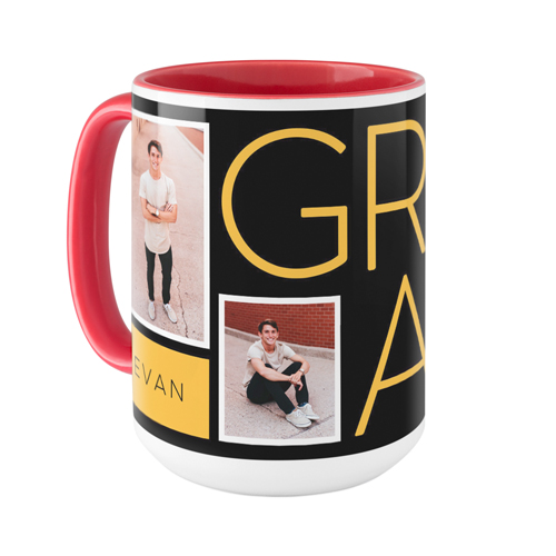 Grad Mug, Red,  , 15oz, Black