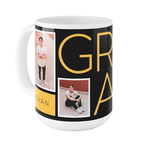 Grad Mug, White,  , 15oz, Black