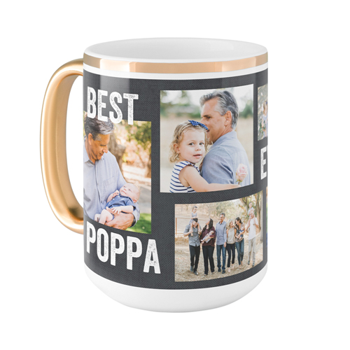 Best Ever Collage Mug, Gold Handle,  , 15oz, Gray