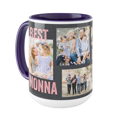 Best Ever Collage Mug, Blue,  , 15oz, Pink