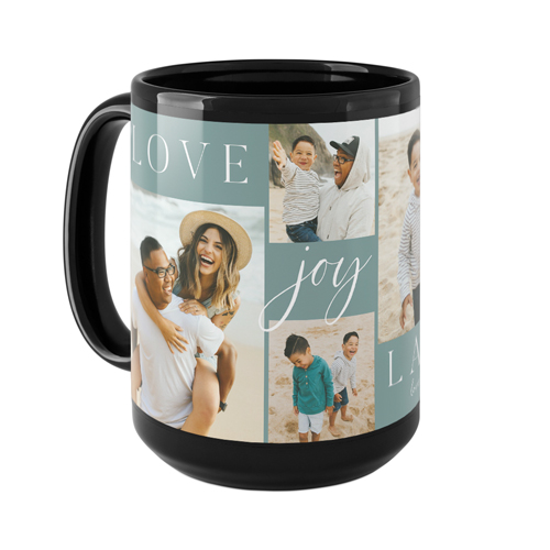 Love Joy Laughter Mug, Black,  , 15oz, Blue