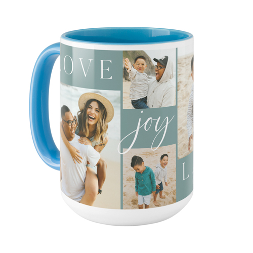 Love Joy Laughter Mug, Light Blue,  , 15oz, Blue