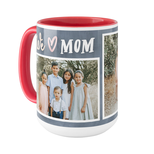 Modern We Heart Mom Mug, Red,  , 15oz, Gray