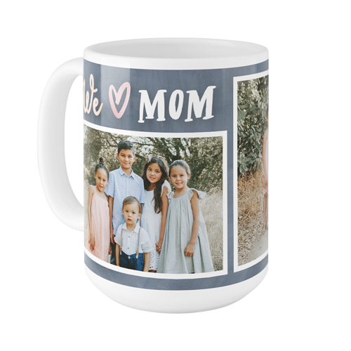 Modern We Heart Mom Mug, White,  , 15oz, Gray