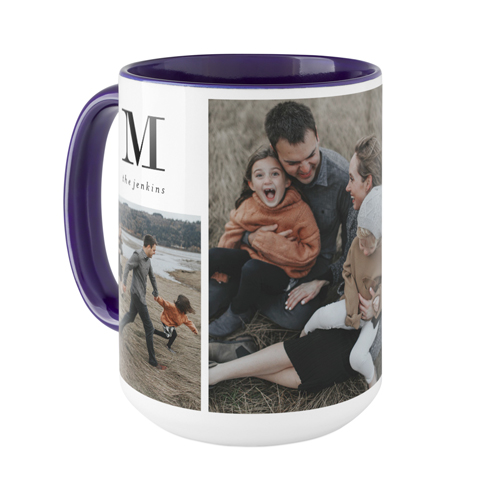 Monogram Family Mug, Blue,  , 15oz, White