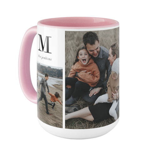 Monogram Family Mug, Pink,  , 15oz, White