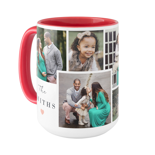 Overlap Family Collage Mug, Red,  , 15oz, White