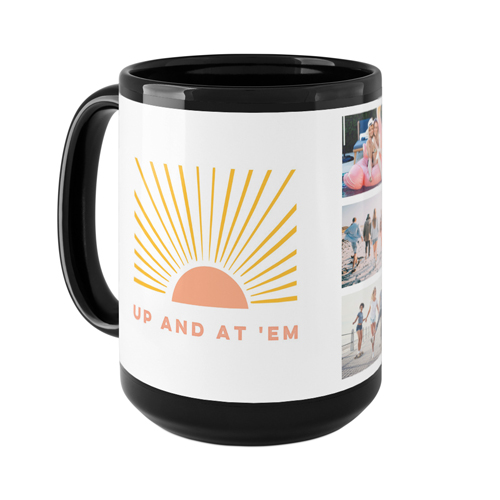 Sunrises and Coffee Mug, Black,  , 15oz, White