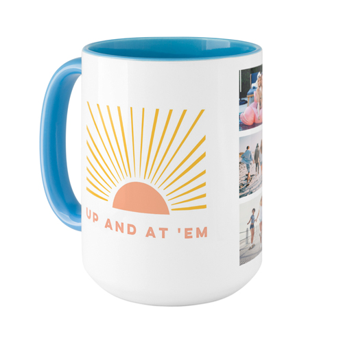 Sunrises and Coffee Mug, Light Blue,  , 15oz, White