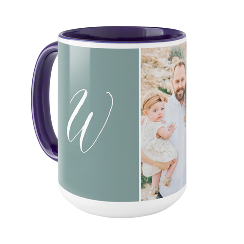 Gallery Trio Monogram Mug, Blue,  , 15oz, Multicolor