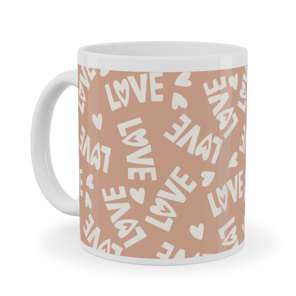 Retro Love - Muted Pink Ceramic Mug, White,  , 11oz, Pink