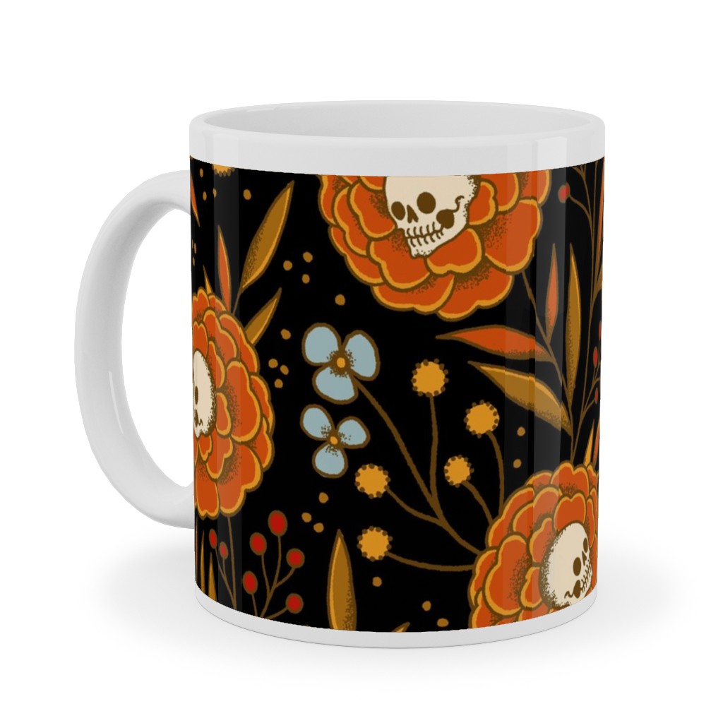 Halloween Floral - Multi Ceramic Mug, White,  , 11oz, Multicolor