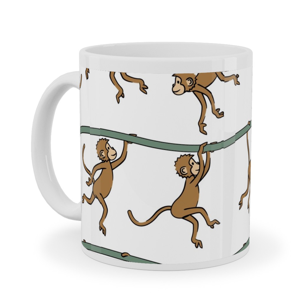 Swinging Monkeys Ceramic Mug, White, , 11oz, White, White