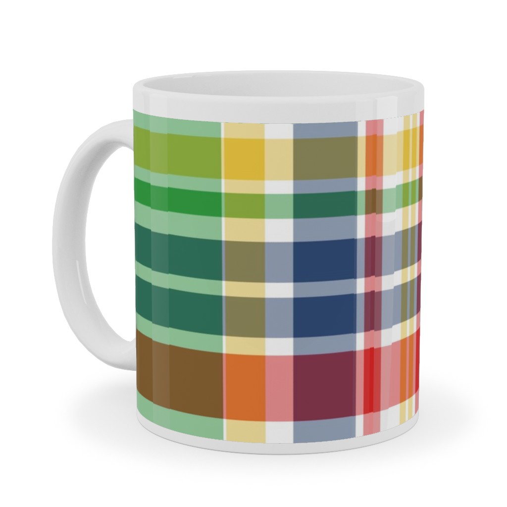 Plaid - Multi Bright Ceramic Mug, White,  , 11oz, Multicolor