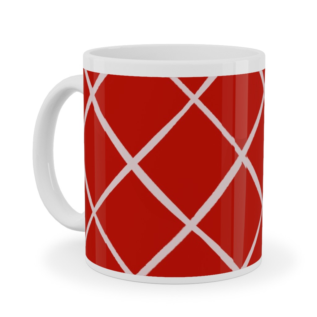 Check on Red Ceramic Mug, White,  , 11oz, Red
