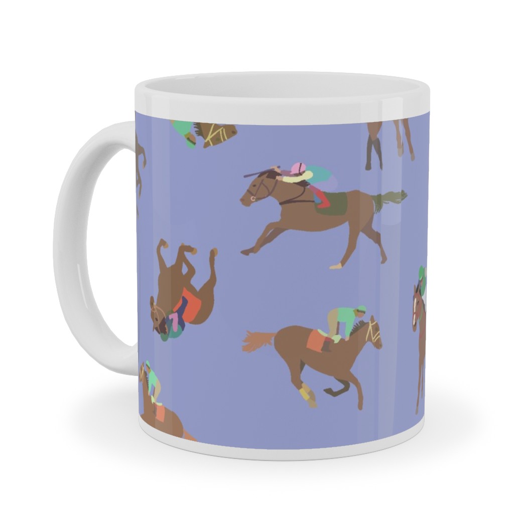 Horses Running Ceramic Mug, White, , 11oz, Purple, Sea Swell